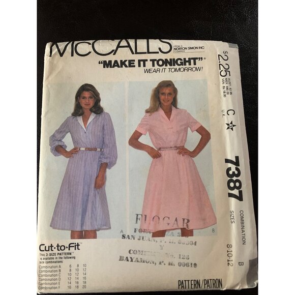 McCall's Misses Dress Sewing Pattern Sz 8 - 12 7387 - Uncut - Picture 9 of 9